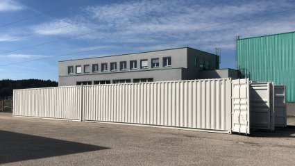 40ft HC Seecontainer Lager - Außenansicht vor Montage